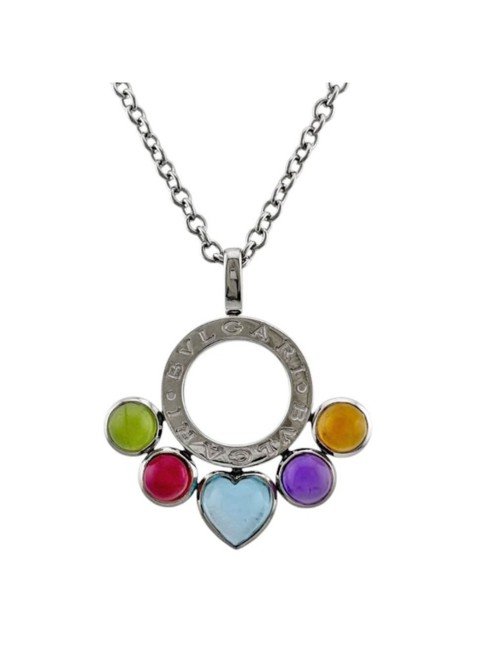 Bvlgari Allegra Necklace 18k White Gold Blue Topaz